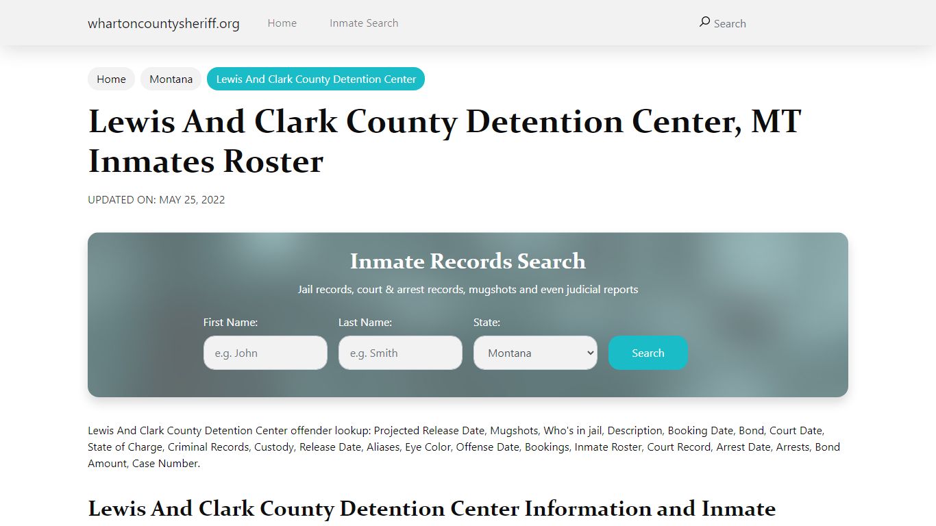 Lewis And Clark County Detention Center, MT Jail Roster ...